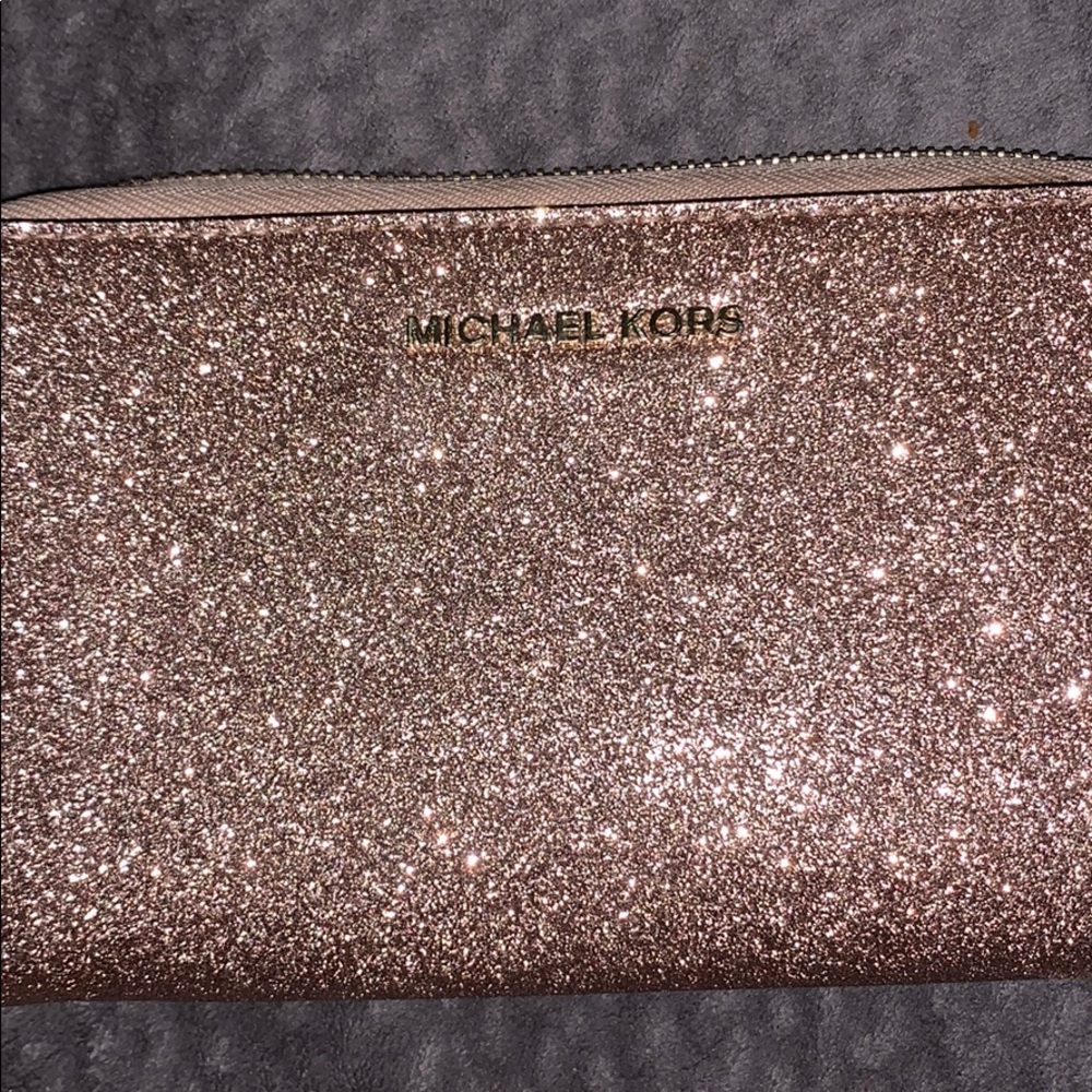 Rose gold glitter wallet